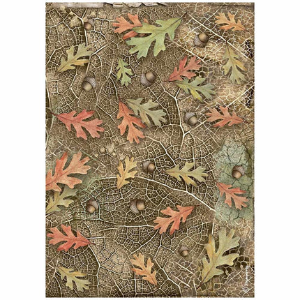A4 Rice paper packed - Forest acorns and leaves