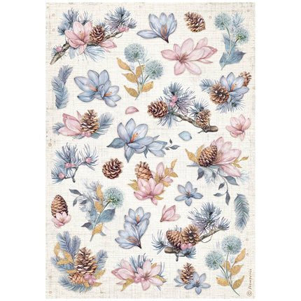 A4 Rice paper packed - Create Happiness Dewdrops pinecones and flowers