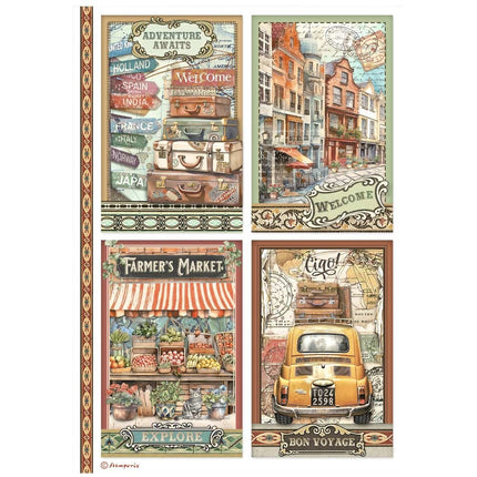 A4 Rice paper packed - Art of Travelling 4 cards