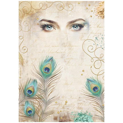 A4 Rice paper packed - Masquerade eyes and feathers