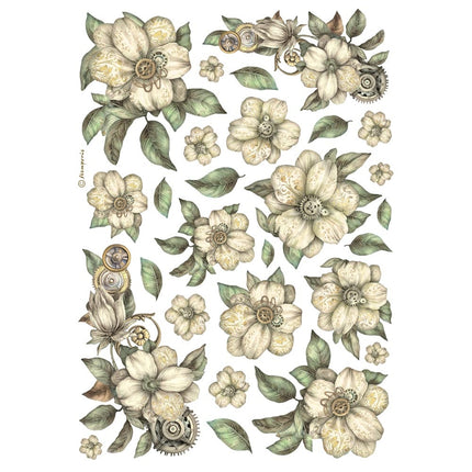 A4 Rice paper packed - White Flowers