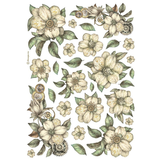 A4 Rice paper packed - White Flowers