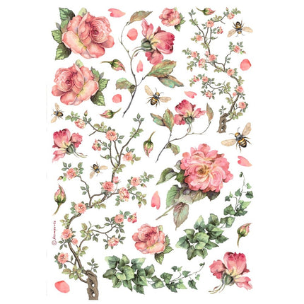 A4 Rice paper packed - Roses and ivy