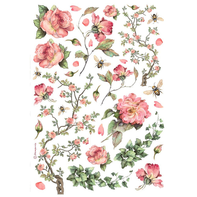 A4 Rice paper packed - Roses and ivy