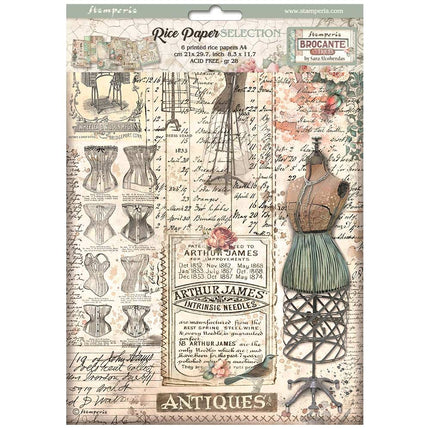 Selection 6 Rice paper A4 - Brocante Antiques