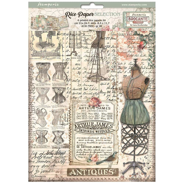 Selection 6 Rice paper A4 - Brocante Antiques