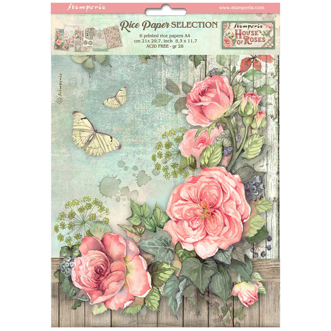 Selection 6 Rice paper A4 - House of Roses