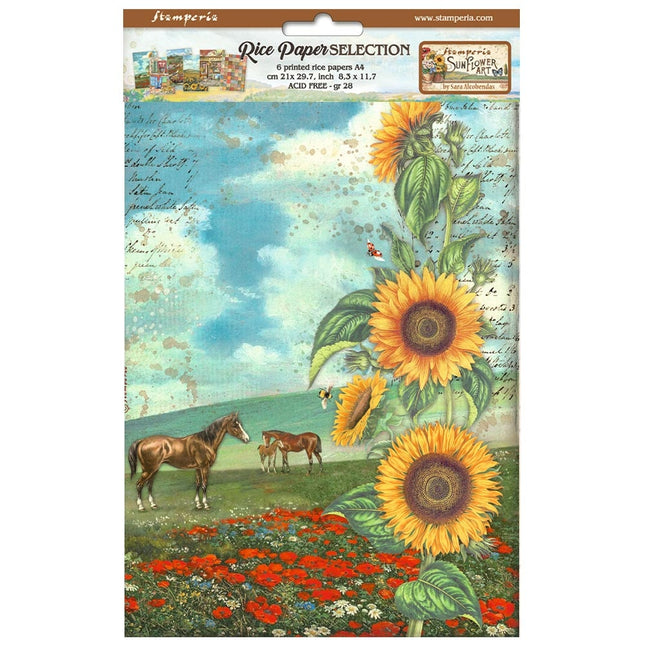 Selection 6 Rice paper A4 - Sunflower Art