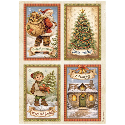 Printed 6 Rice paper A4 selection for Art and Craft - Silent Night
