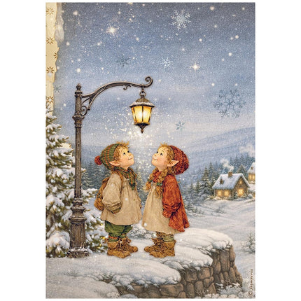 Printed 6 Rice paper A4 selection for Art and Craft - Silent Night