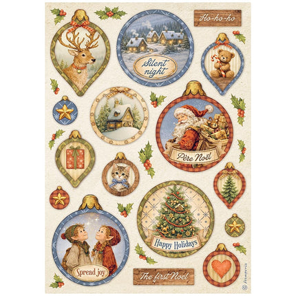 Printed 6 Rice paper A4 selection for Art and Craft - Silent Night