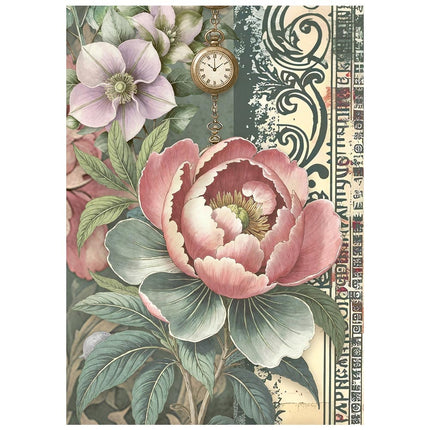 Printed Mini Rice paper A6 8 sheets for Art and Craft - Gardens of Time