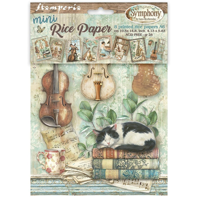 Printed Mini Rice paper A6 8 sheets for Art and Craft - Symphony