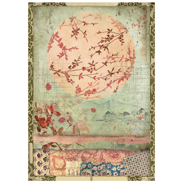 Printed Mini Rice paper A6 8 sheets for Art and Craft - Oriental Garden