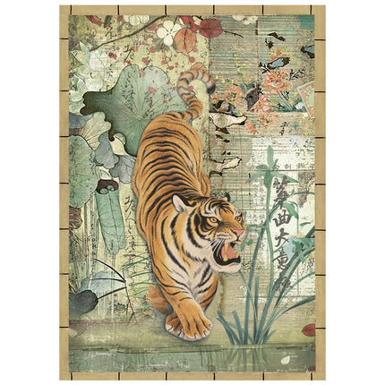 Printed Mini Rice paper A6 8 sheets for Art and Craft - Oriental Garden