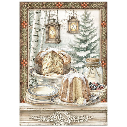 Printed Mini Rice paper A6 8 sheets for Art and Craft - White Christmas
