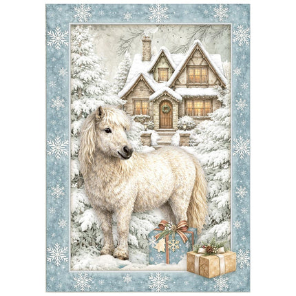 Printed Mini Rice paper A6 8 sheets for Art and Craft - White Christmas