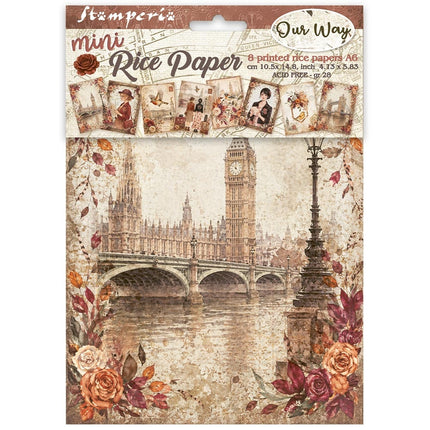 Printed Mini Rice paper A6 8 sheets for Art and Craft - Our Way