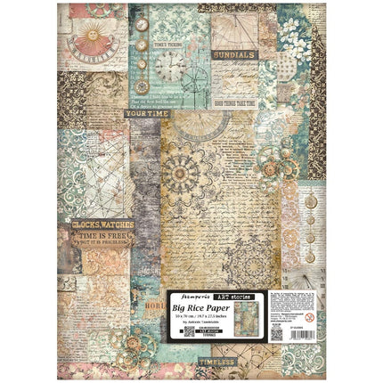 Printed Rice paper for Art and Craft cm 50X70 - Gardens of Time mixed pattern