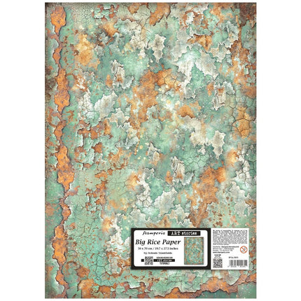 Printed Rice paper for Art and Craft cm 50X70 - Gardens of Time patina pattern