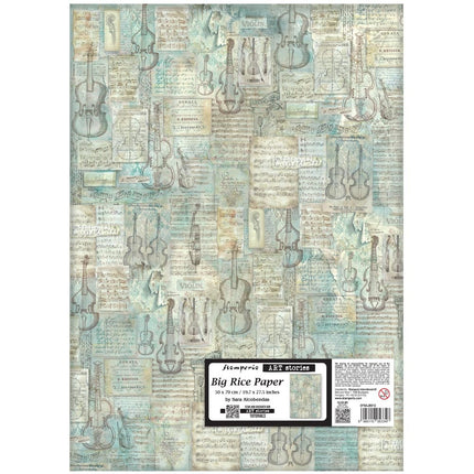 Printed Rice paper for Art and Craft cm 50X70 - Symphony music pattern