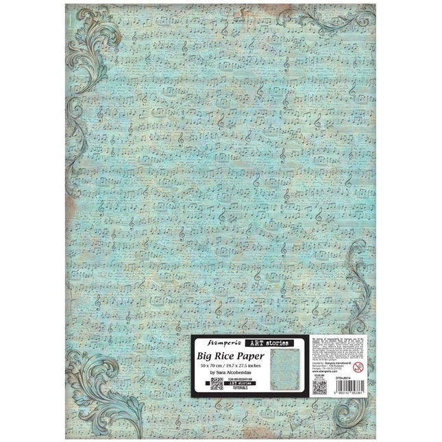 Printed Rice paper for Art and Craft cm 50X70 - Symphony sheet music pattern
