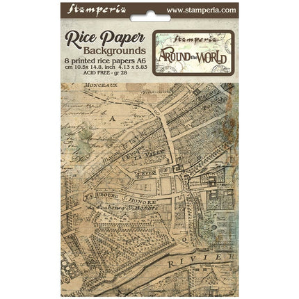 Selection 8 Rice paper A6 backgrounds - Around the world