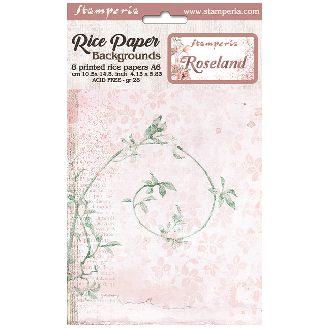 Selection 8 Rice paper A6 backgrounds - Roseland
