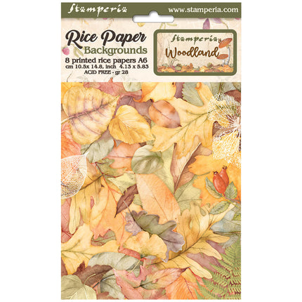 Selection 8 Rice paper A6 backgrounds - Woodland