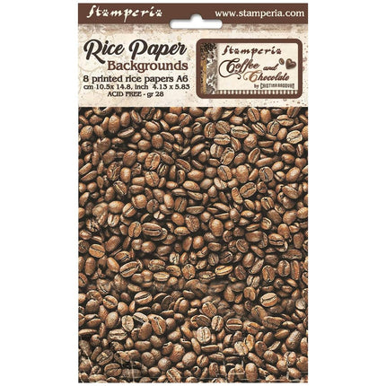 Selection 8 Rice paper A6 backgrounds - Coffee and Chocolate