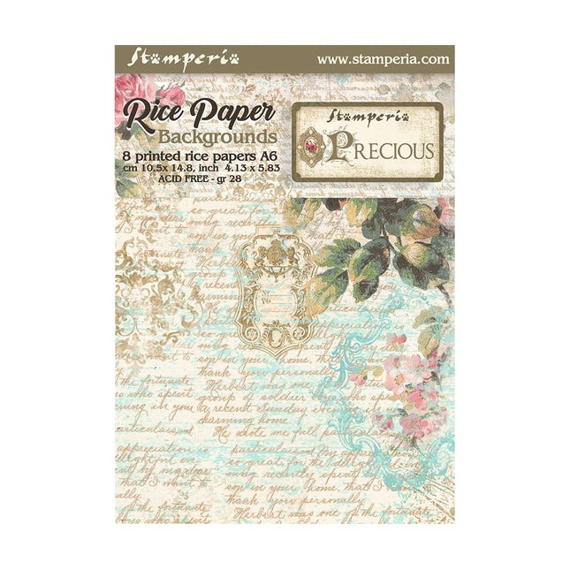 Selection 8 Rice paper A6 backgrounds - Precious
