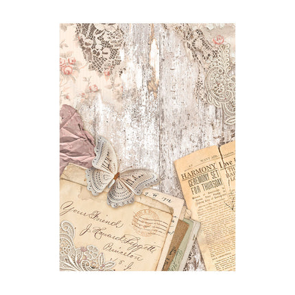 Selection 8 Rice paper A6 backgrounds - Romance Forever