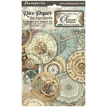 Selection 8 Rice paper A6 backgrounds - Sir Vagabond in Fantasy World