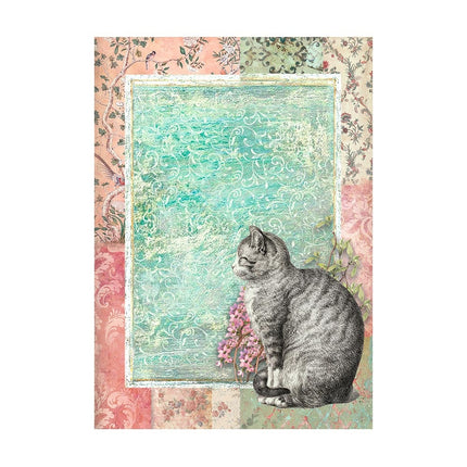 Selection 8 Rice paper A6 backgrounds - Orchids and Cats