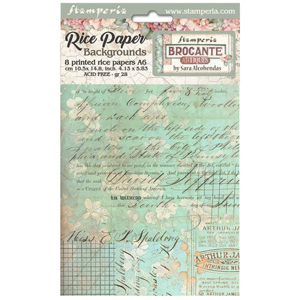 Selection 8 Rice paper A6 backgrounds - Brocante Antiques