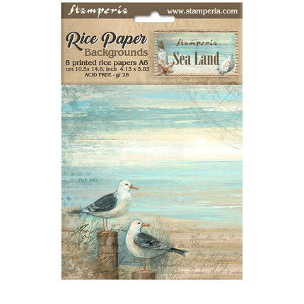 Selection 8 Rice paper A6 backgrounds - Sea Land