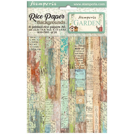 Selection 8 Rice paper A6 backgrounds - Garden