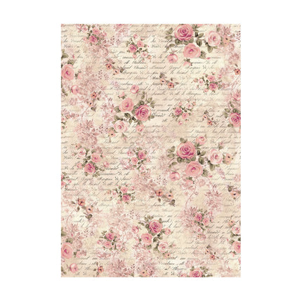 Selection 8 Rice paper A6 backgrounds - Shabby Rose