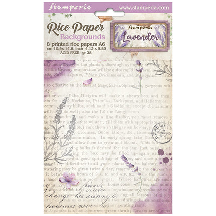 Selection 8 Rice paper A6 backgrounds - Lavender
