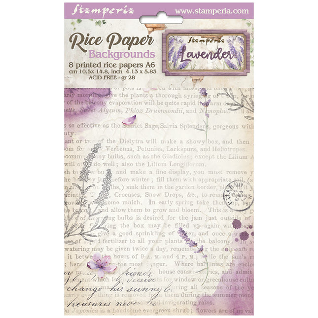 Selection 8 Rice paper A6 backgrounds - Lavender