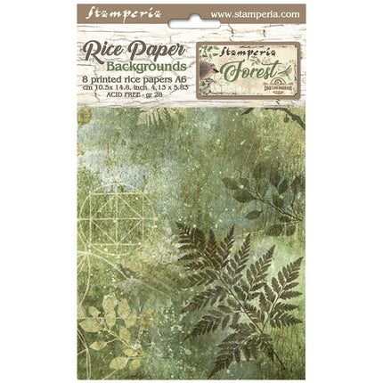 Selection 8 Rice paper A6 backgrounds - Forest