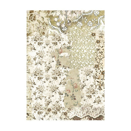 Selection 8 Rice paper A6 backgrounds - Old Lace