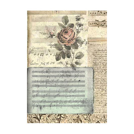 Selection 8 Rice paper A6 backgrounds - Music