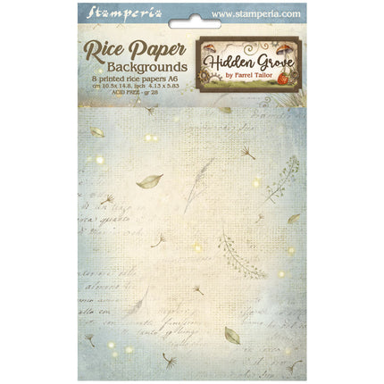 Selection 8 Rice paper A6 backgrounds - Hidden Grove