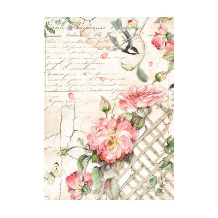 Selection 8 Rice paper A6 backgrounds - House of Roses