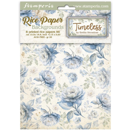 Selection 8 Rice paper A6 backgrounds - Timeless