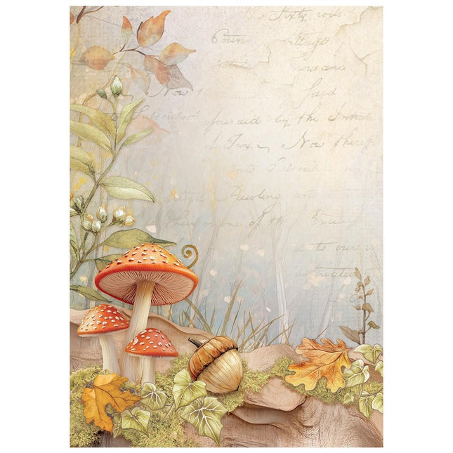 Selection 8 Rice paper A6 backgrounds - Whispering woods