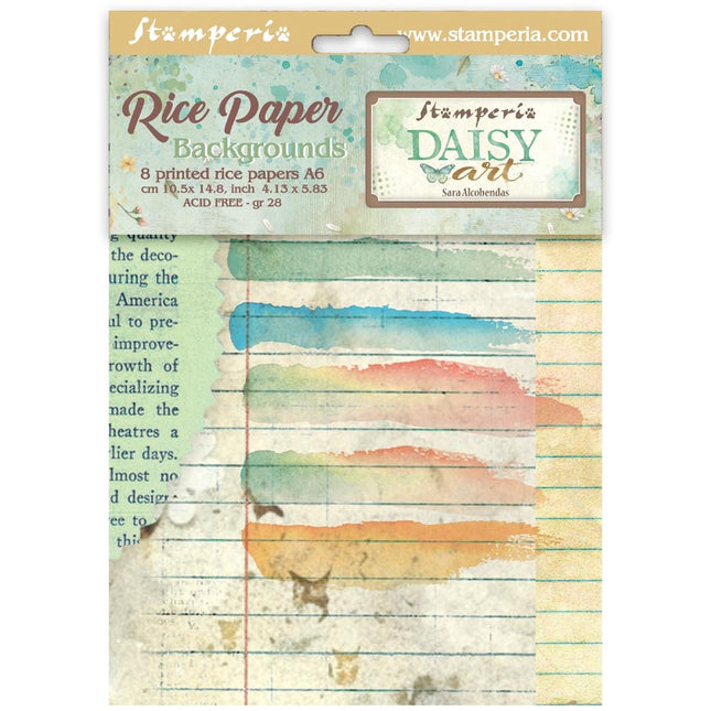 Selection 8 Rice paper A6 backgrounds Daisy Art