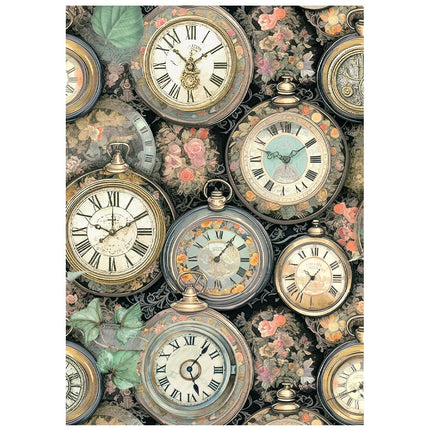Printed 8 Rice paper A6 backgrounds selection for Art and Craft - Gardens of Time