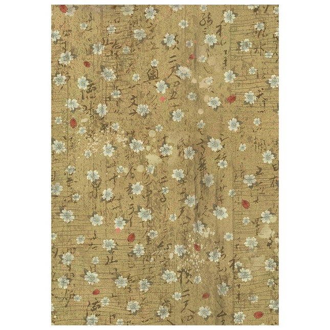 Printed 8 Rice paper A6 backgrounds selection for Art and Craft - Oriental Garden